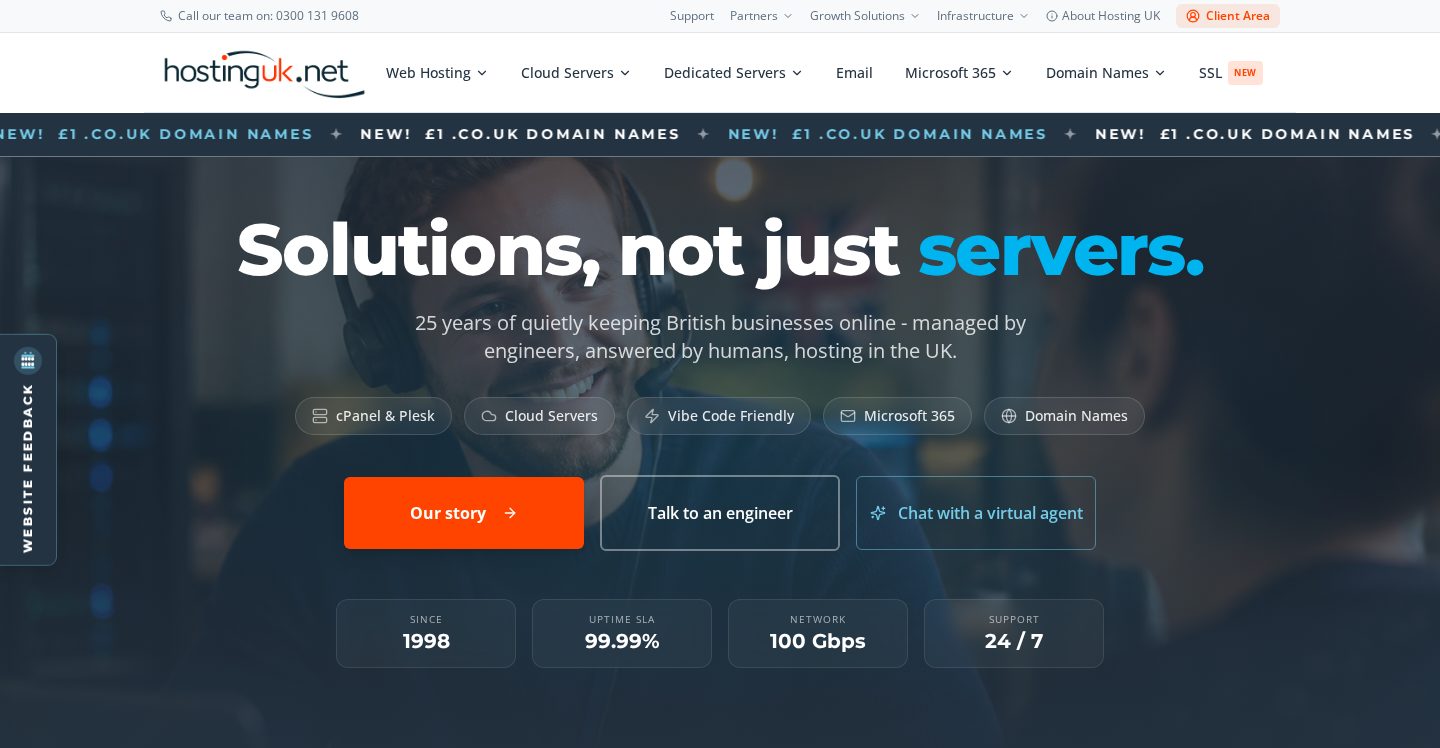 The Hosting UK website homepage